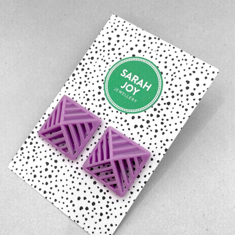 Square Stripe Stud Earrings