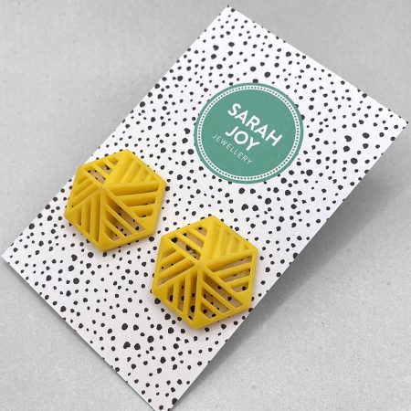 Hexagon Stripe Stud Earrings