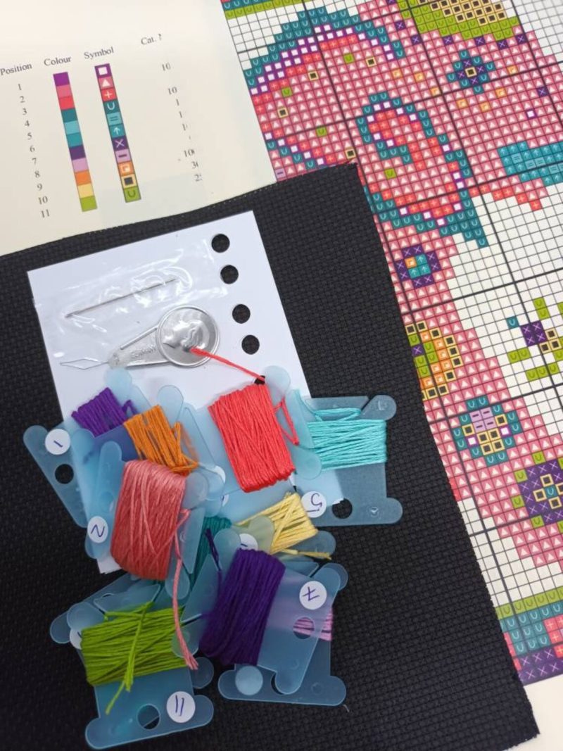 Pink Elephant, Counted Cross Stitch, Kit, Kid's craft, Animal, Circus, Embroidery, Baby Gift, Craft