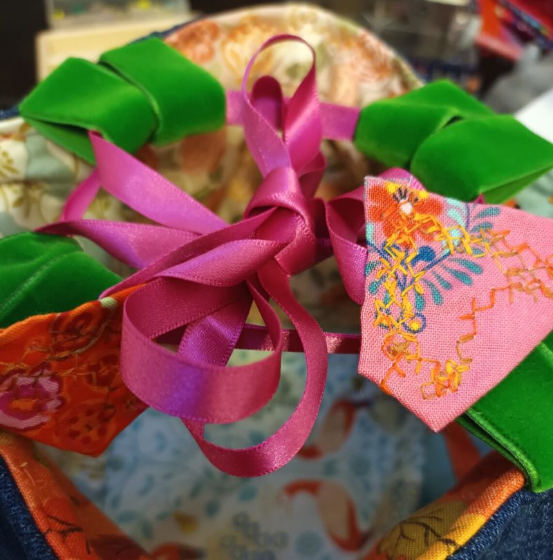 Fabric Rice Bag, Vintage, Liberty, Craft, Sewing, Storage, Make-up, Accessories, Upcycled Denim