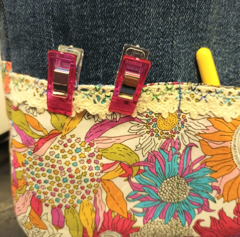 Fabric Rice Bag, Vintage, Liberty, Craft, Sewing, Storage, Make-up, Accessories, Upcycled Denim