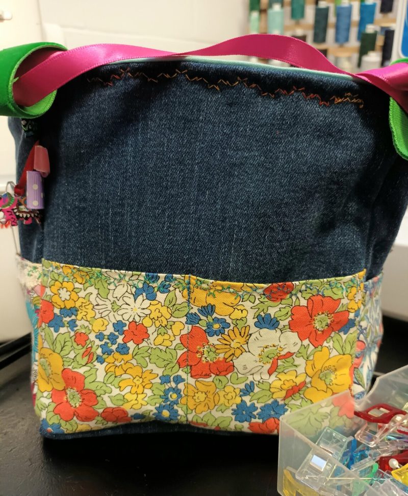 Fabric Rice Bag, Vintage, Liberty, Craft, Sewing, Storage, Make-up, Accessories, Upcycled Denim