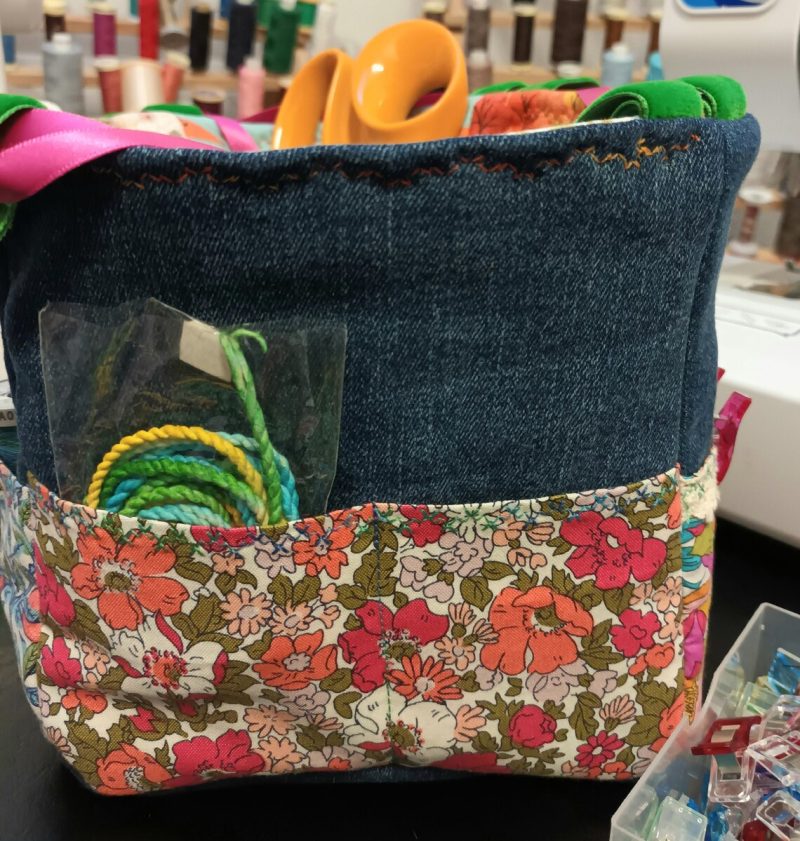 Fabric Rice Bag, Vintage, Liberty, Craft, Sewing, Storage, Make-up, Accessories, Upcycled Denim