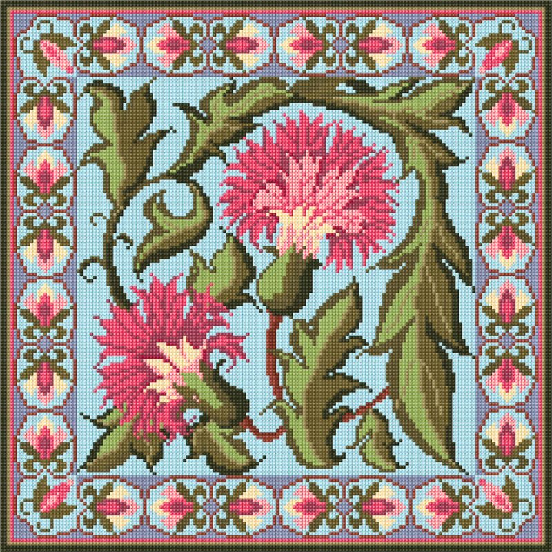Blue Carnation, Tapestry, Kit, Embroidery, Cushion, Floral, Needlepoint, Counted, Arts and Crafts