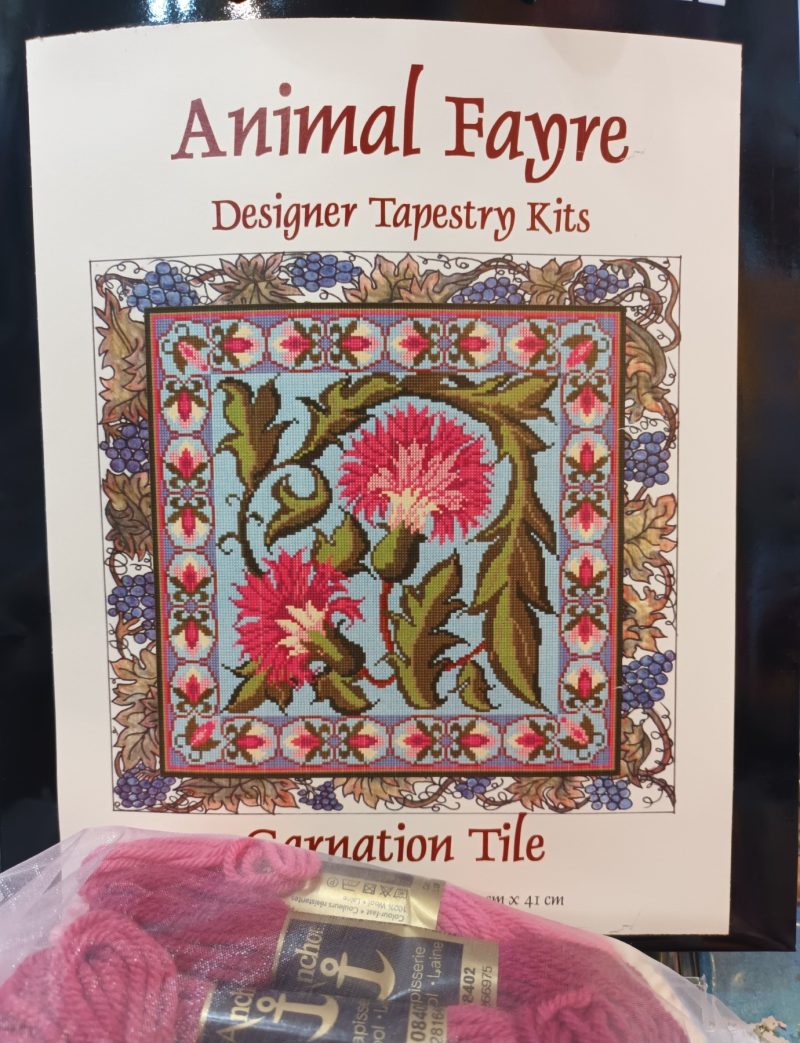 Blue Carnation, Tapestry, Kit, Embroidery, Cushion, Floral, Needlepoint, Counted, Arts and Crafts