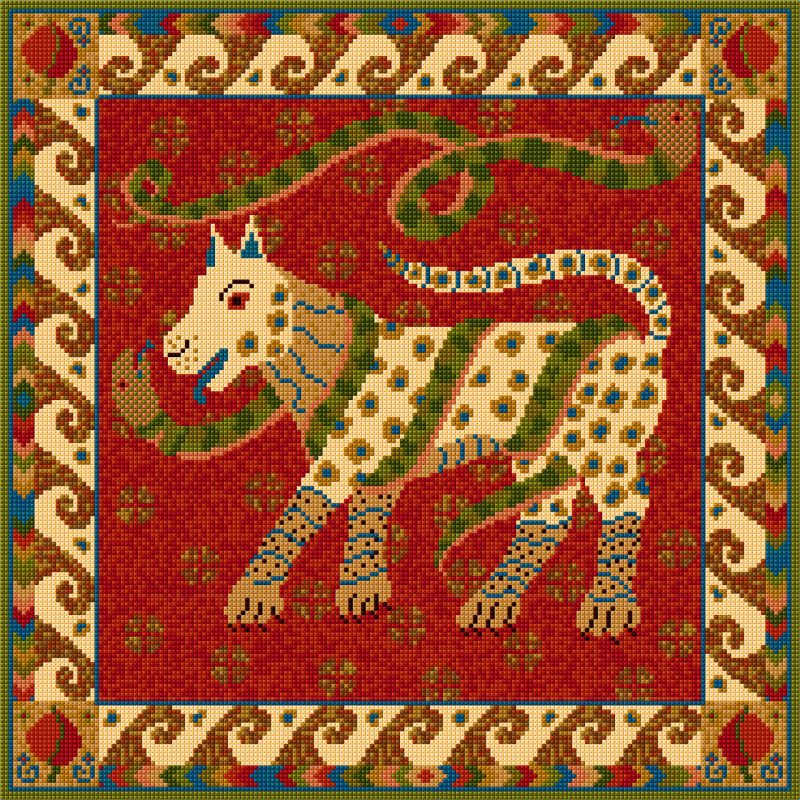 Dog, Snake, Tapestry Kit, Persian, Cushion, Rich Colour, Needlepoint, Pillow, Picture, Cross-stitch