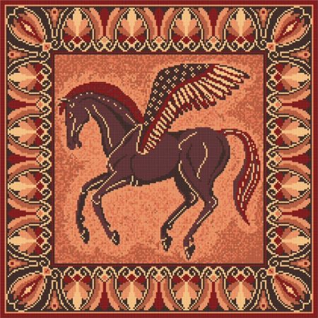 Pegasus, Tapestry Kit, Large,Wings, Greek, Pillow, Wall-hanging, Counted Cross-Stitch, Flying, Horse