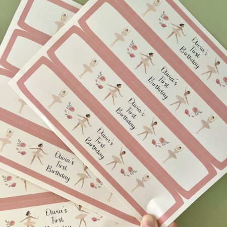 Pink Ballerina Water Bottle Labels
