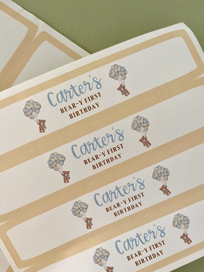 Teddy Bear Water Bottle Labels