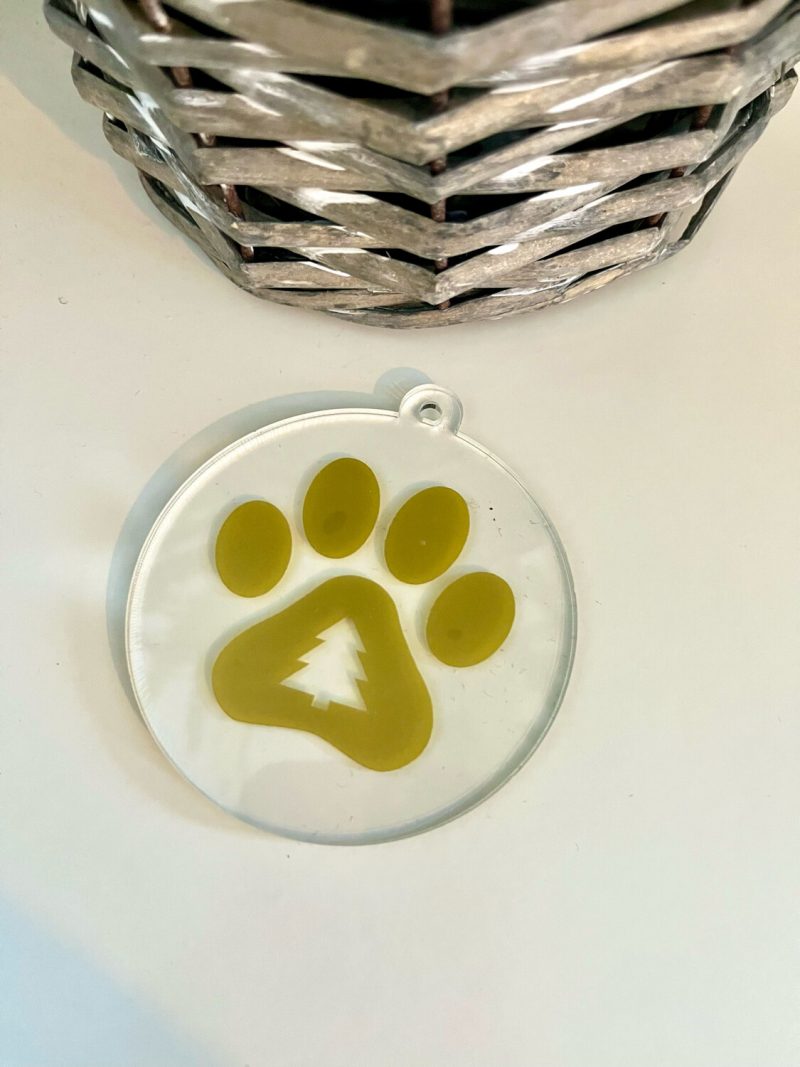 Dog Paw Print Clear Bauble