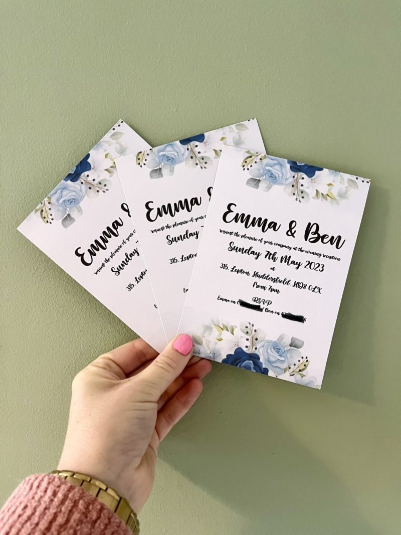 Blue Floral Evening Invitations