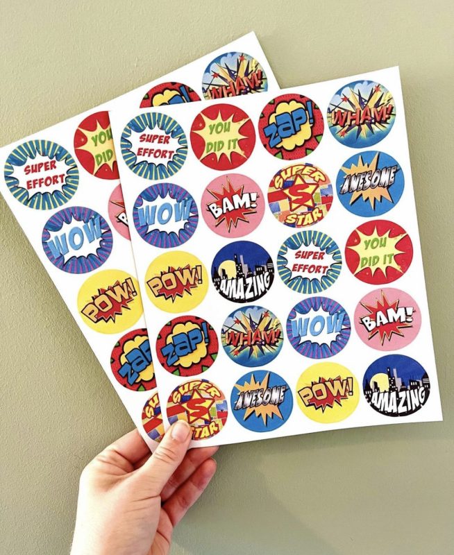 Superhero Phrase Stickers