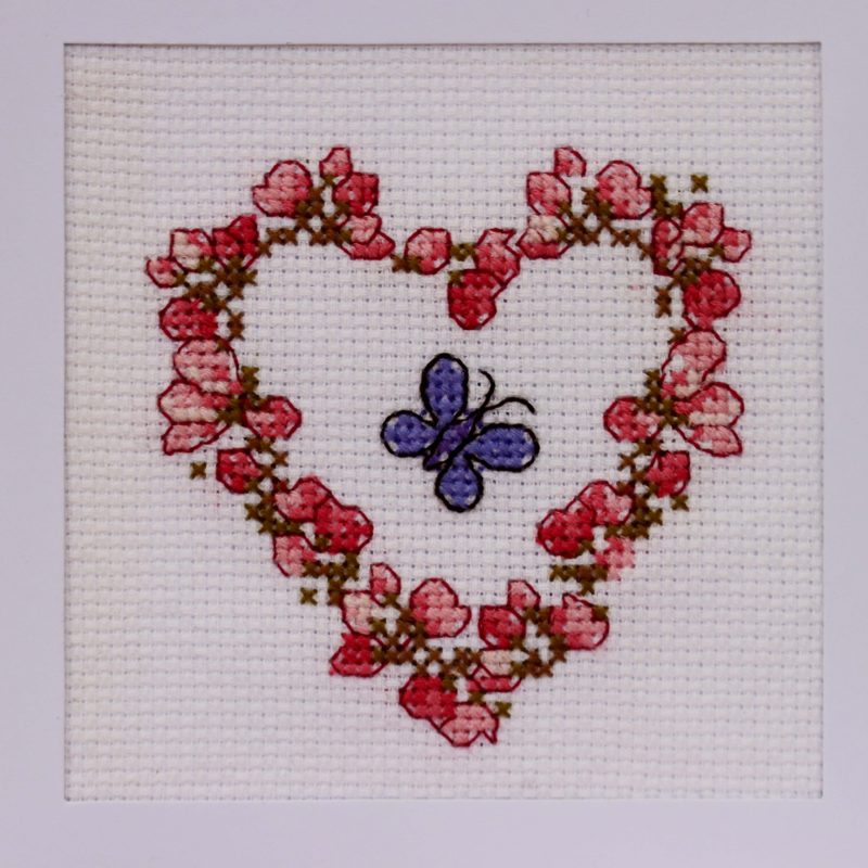 Blossom Heart -A Cross stitch greetings card for all occasions and perfect for any loved one