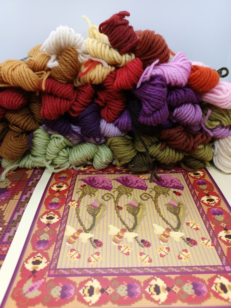 Thistle and Bee Tapestry Kit, Charted Cross-stitch, Floral, Cushion, Picture
