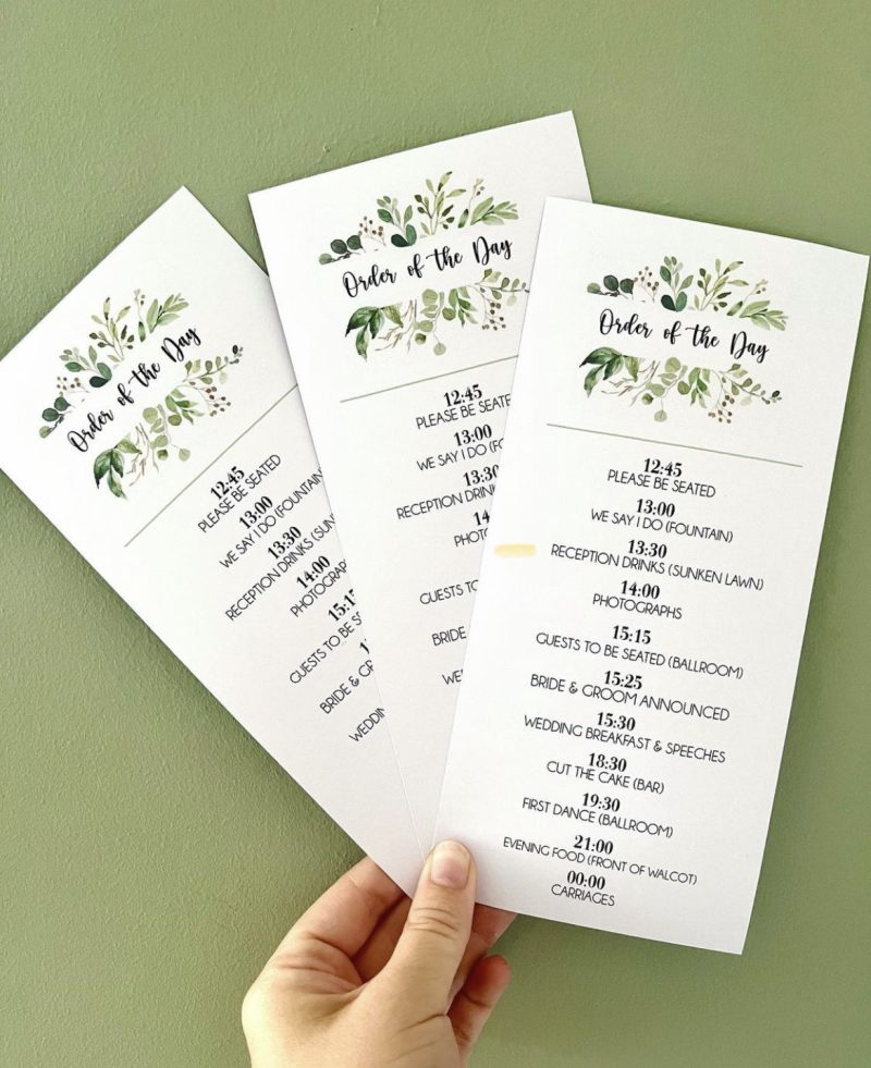 Green Leaf Order of the Day Card