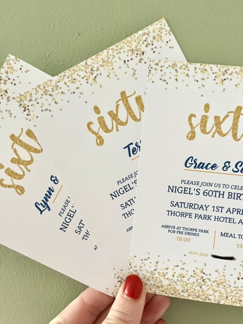 Blue & Gold Confetti Invitations