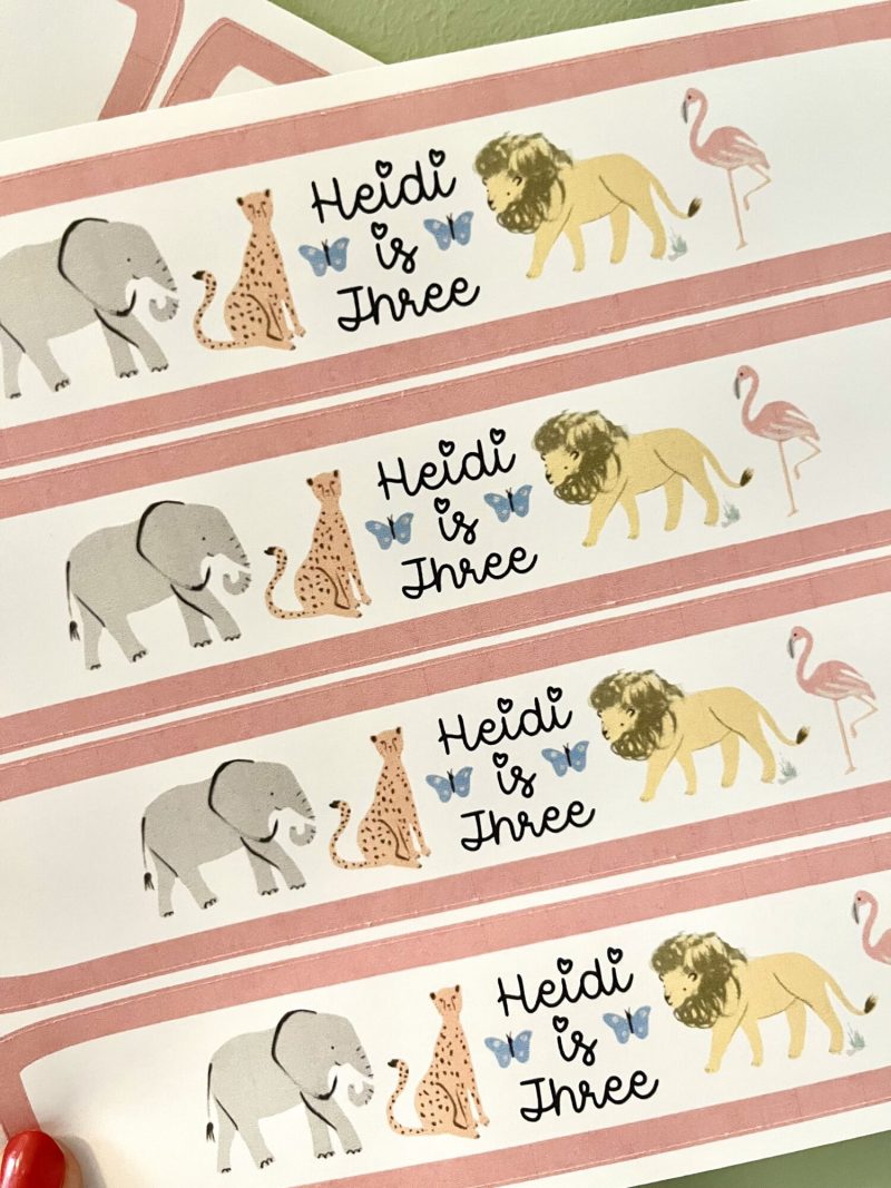 Pink Safari Water Bottle Labels
