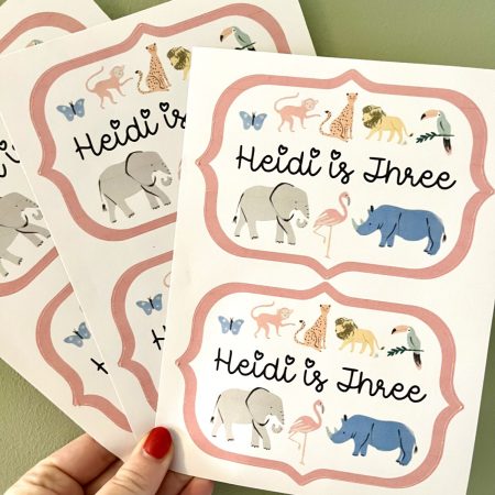 Pink Safari Party Box Stickers