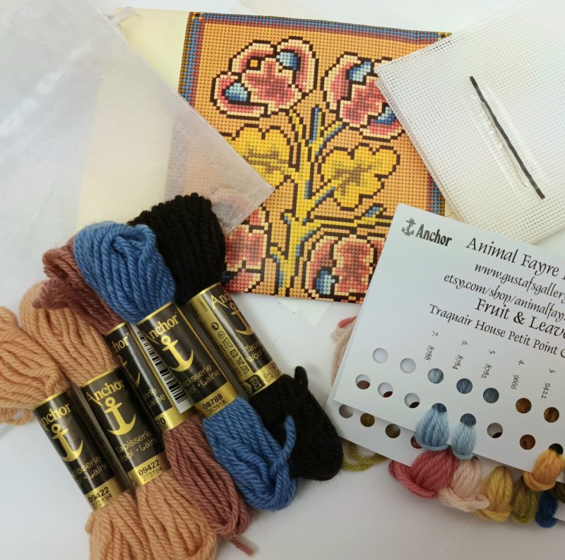Fruit and Leaves, Needlepoint, Tapestry Kit, Stuart Period Petit Point, Traditional, Historical
