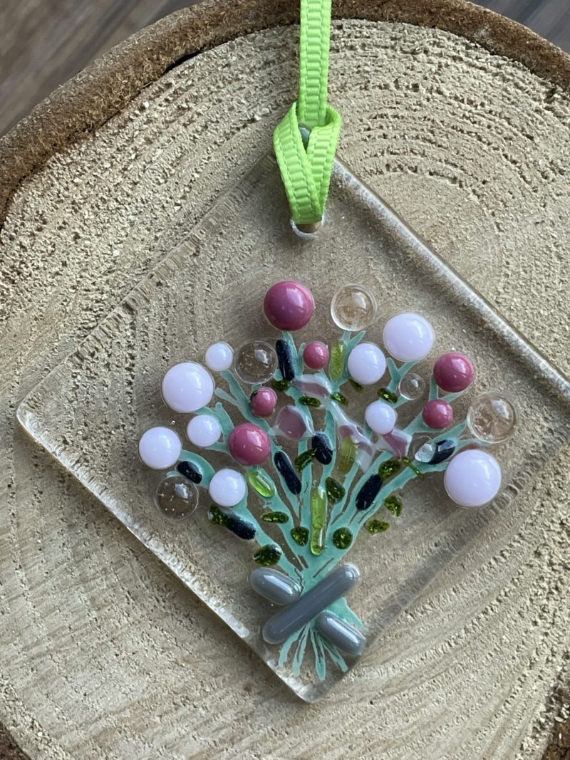 Hanging fused glass ornament