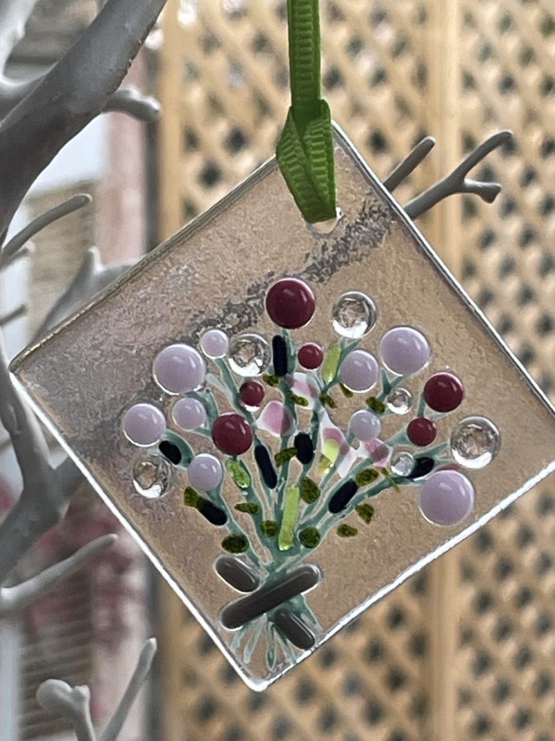 Hanging fused glass ornament