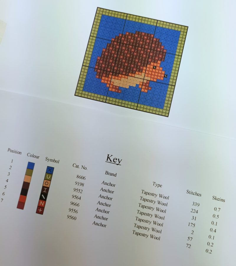 Hedgehog Tapestry Mini-kit, Counted Cross-stitch, Needlepoint, Pin-cushion Kit, Picture, Bag, Easy