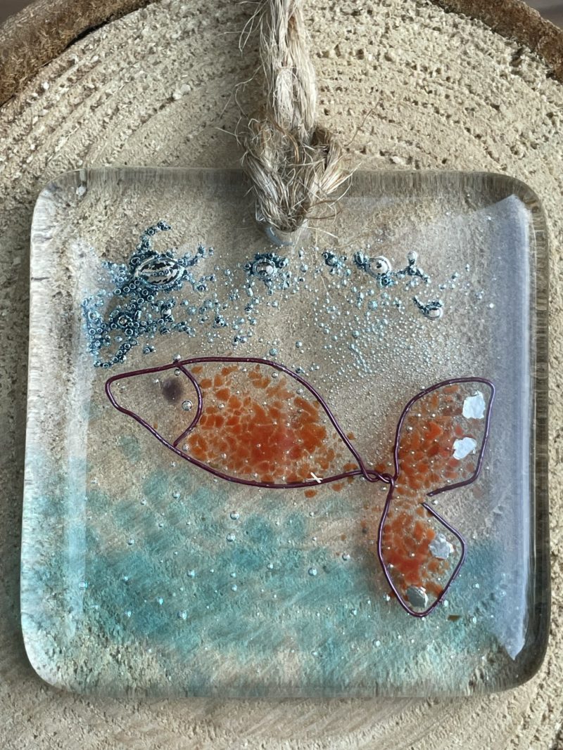 Fused glass hanging ornament