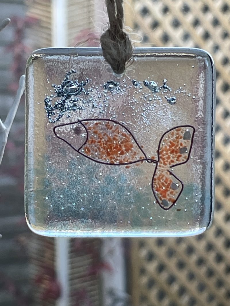 Fused glass hanging ornament