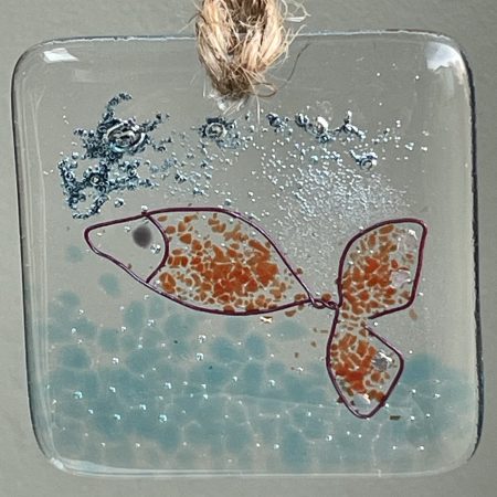 Fused glass hanging ornament