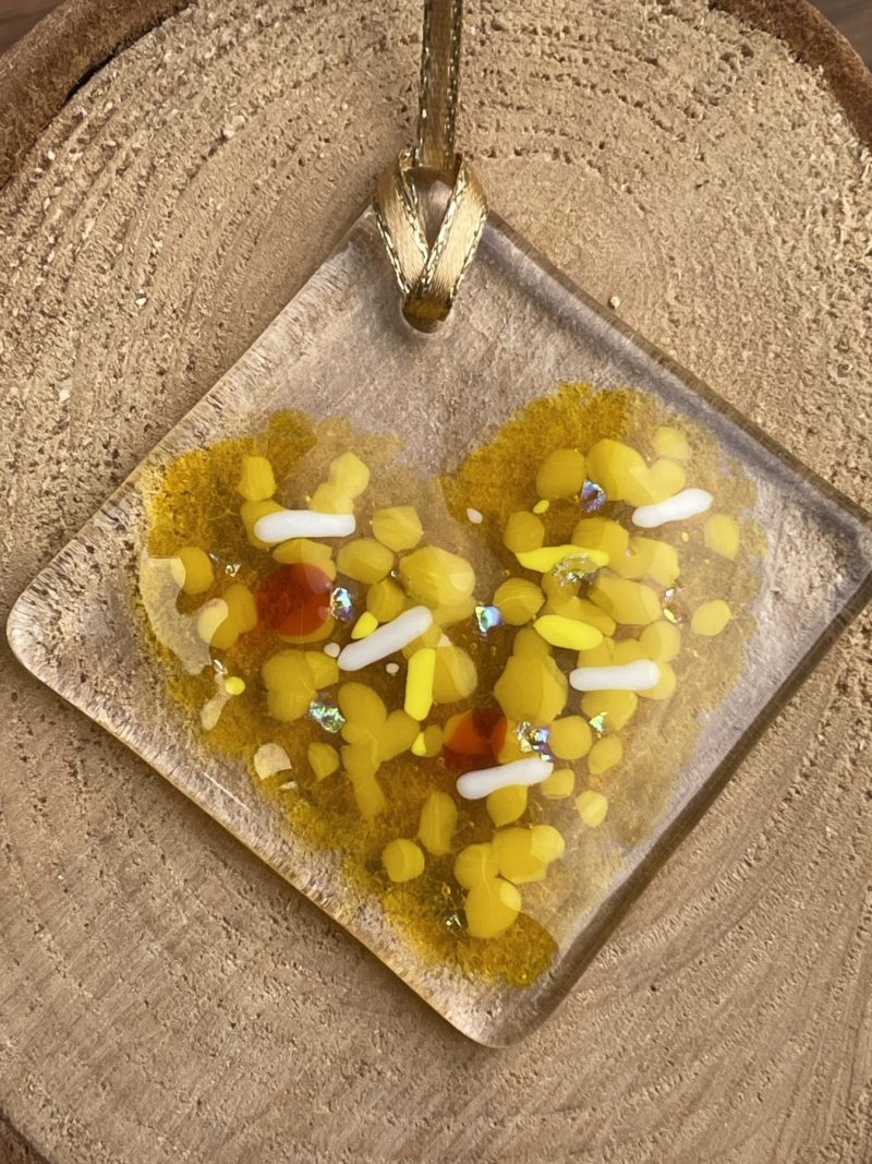Fused glass hanging ornament