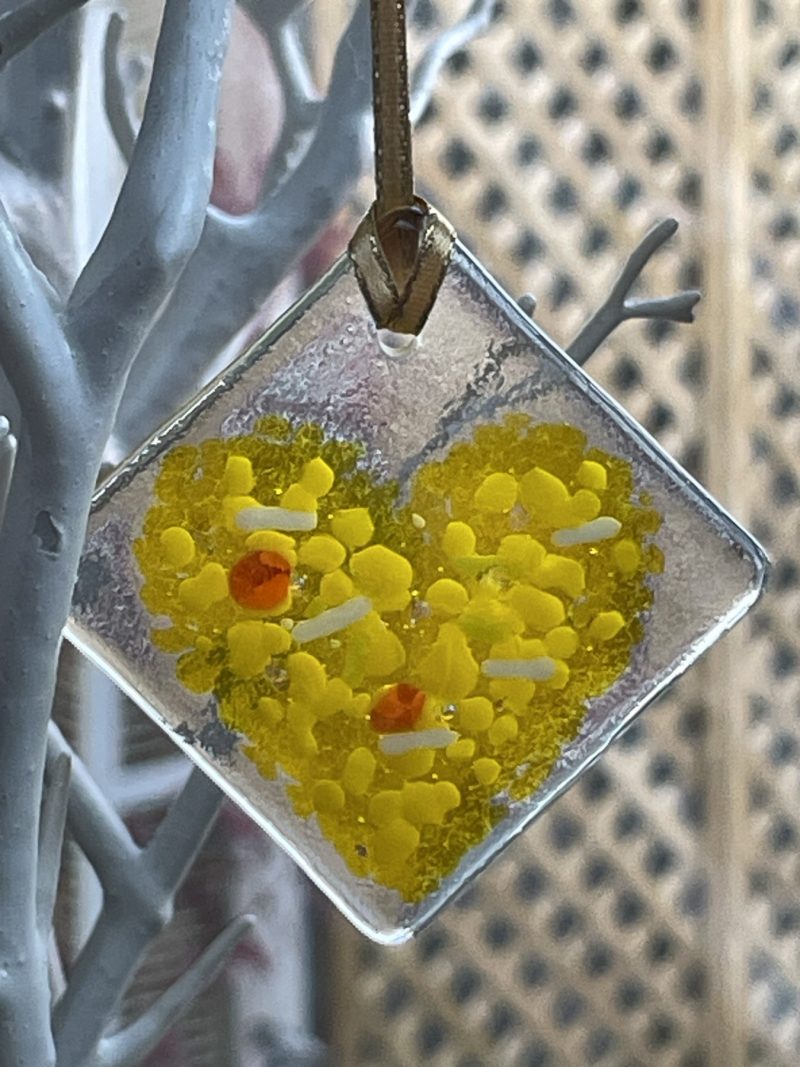 Fused glass hanging ornament