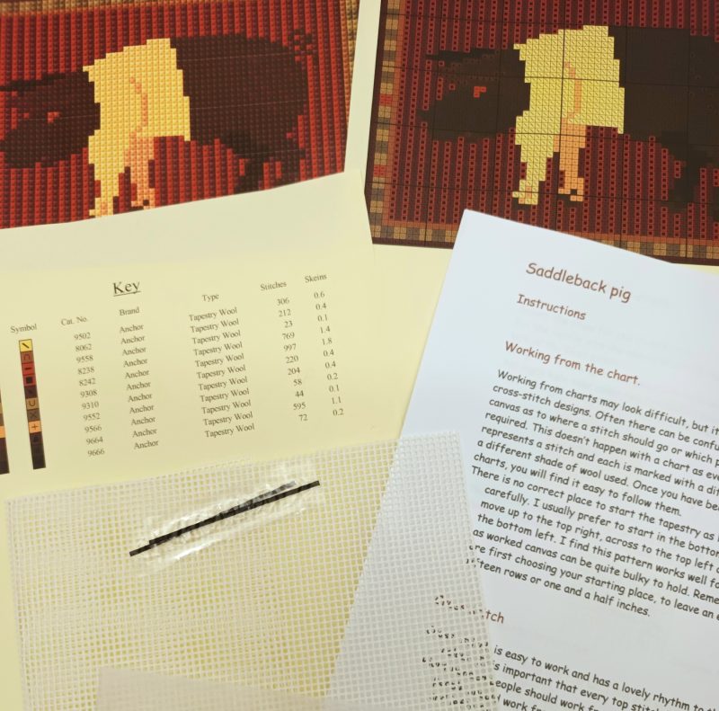 Saddleback Pig Tapestry Kit, Counted Cross-stitch, Needlepoint Kit, Quick and Easy