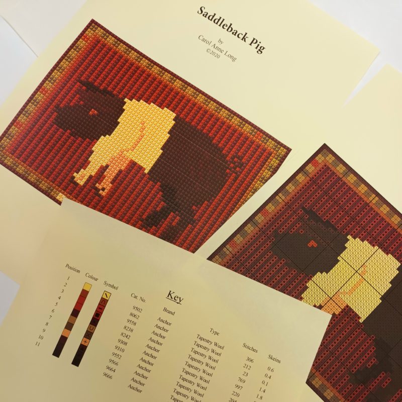 Saddleback Pig Tapestry Kit, Counted Cross-stitch, Needlepoint Kit, Quick and Easy