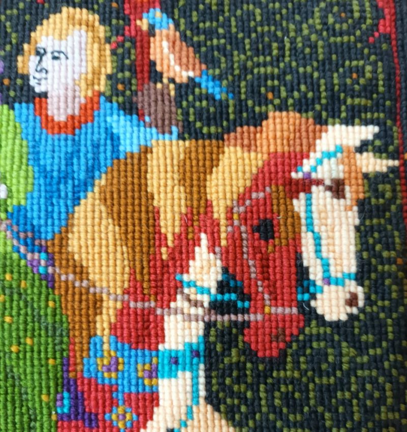 Green Lady Tapestry Kit, Counted Cross-stitch, Needlepoint, Medieval, Arts and Crafts, Wall-hanging