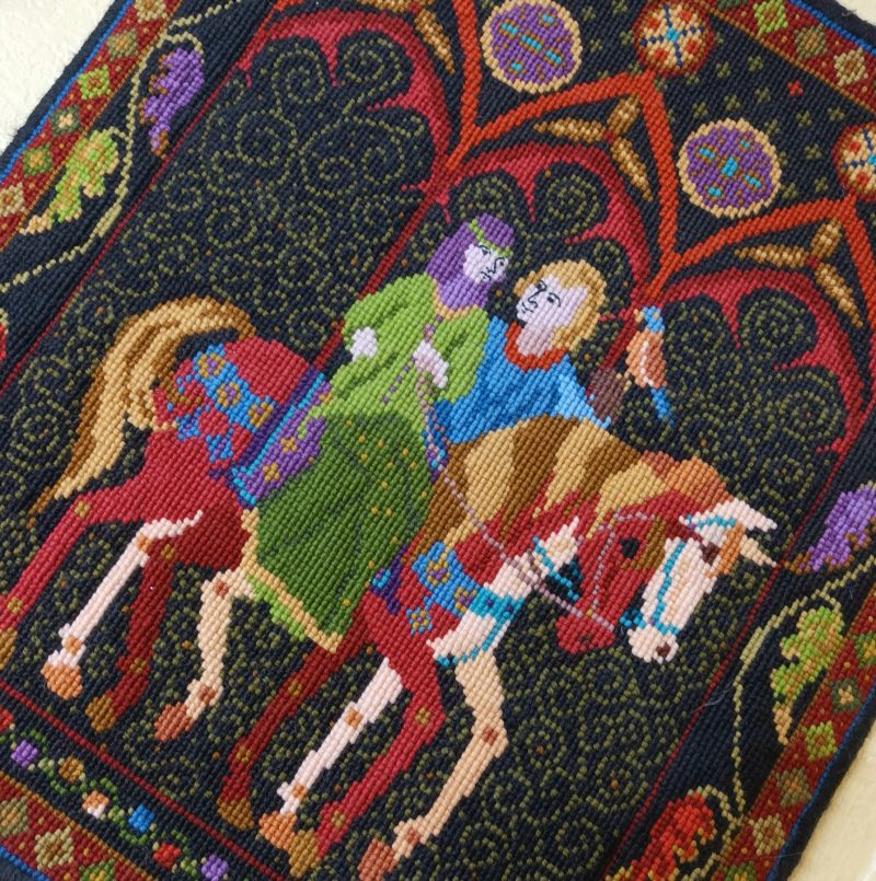 Green Lady Tapestry Kit, Counted Cross-stitch, Needlepoint, Medieval, Arts and Crafts, Wall-hanging