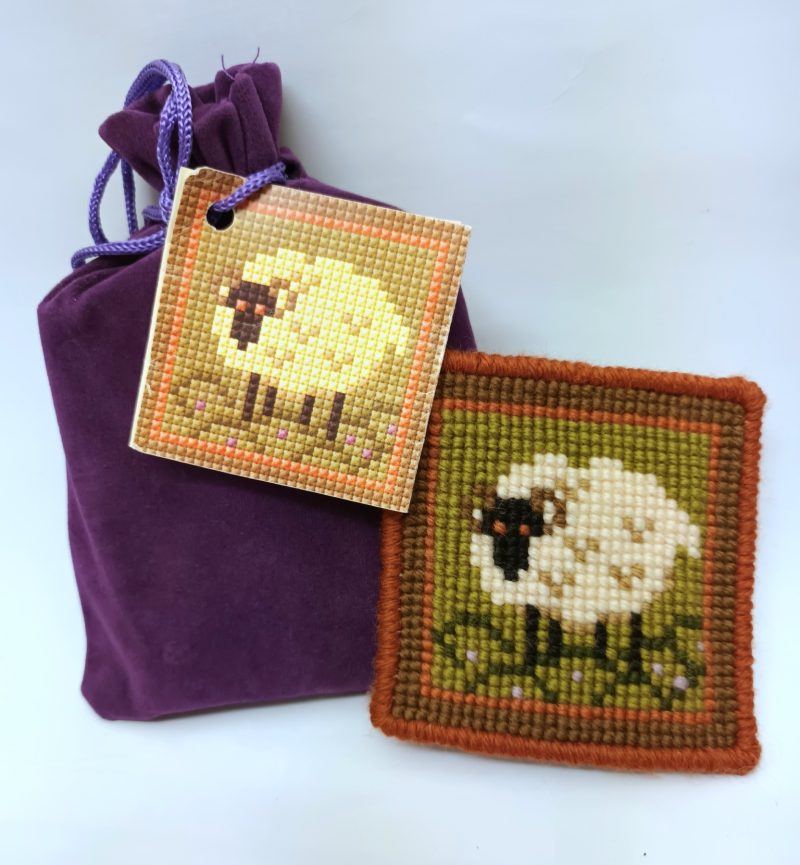 Sheep Tapestry Mini-kit, Cute Kid's Craft Kit, Counted Cross-stitch, Gift, Quick and Easy