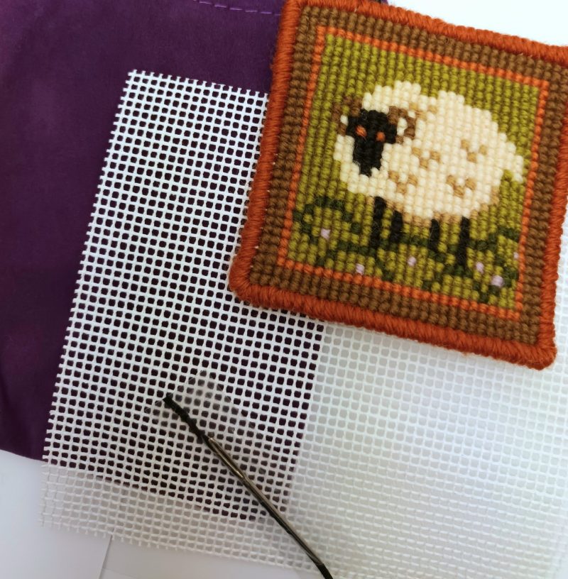 Sheep Tapestry Mini-kit, Cute Kid's Craft Kit, Counted Cross-stitch, Gift, Quick and Easy