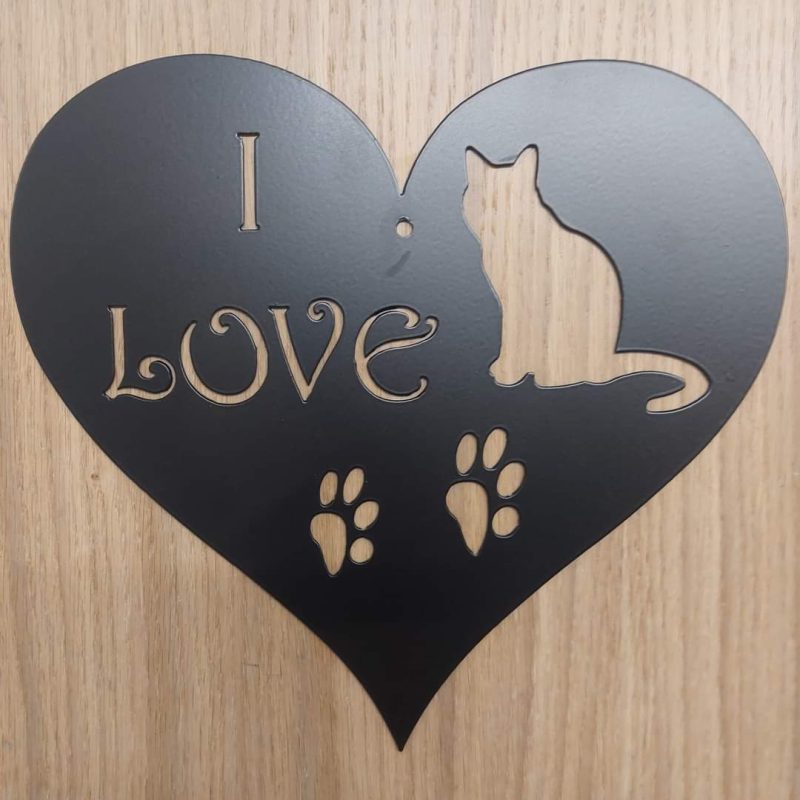 Steel I Love Cats Sign