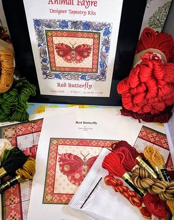 Red Butterfly Tapestry Kit, Counted Cross-stitch, Spring Gift, Mother's Day, Easter, Picture