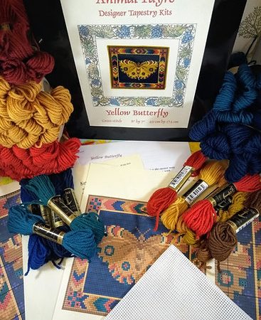 Yellow Butterfly Tapestry Kit, Counted Cross-stitch, Spring Gift, Mother's Day, Easter, Picture