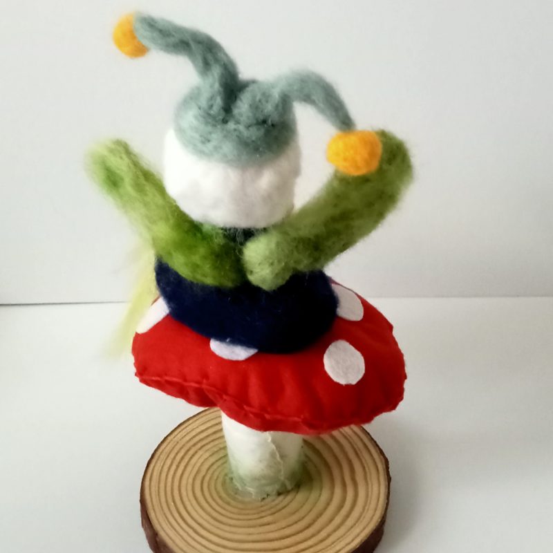 Waldorf inspired - Forest Fairy Piper figurine sitting on a Toadstool - Gift idea - Handmade