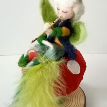 Waldorf inspired - Forest Fairy Piper figurine sitting on a Toadstool - Gift idea - Handmade