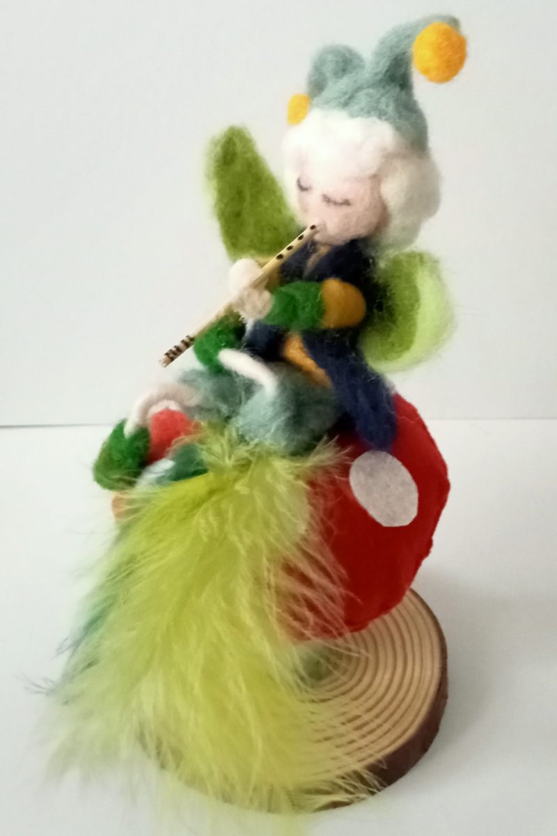 Waldorf inspired - Forest Fairy Piper figurine sitting on a Toadstool - Gift idea - Handmade