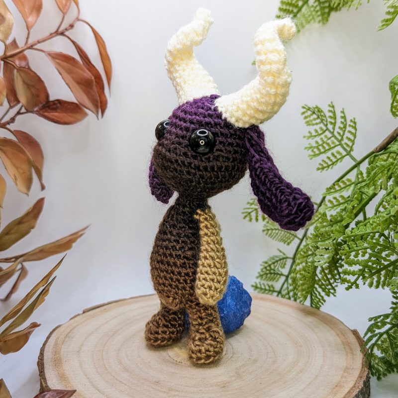 Enchanted Woodland Ramshorn Fae figure - purple