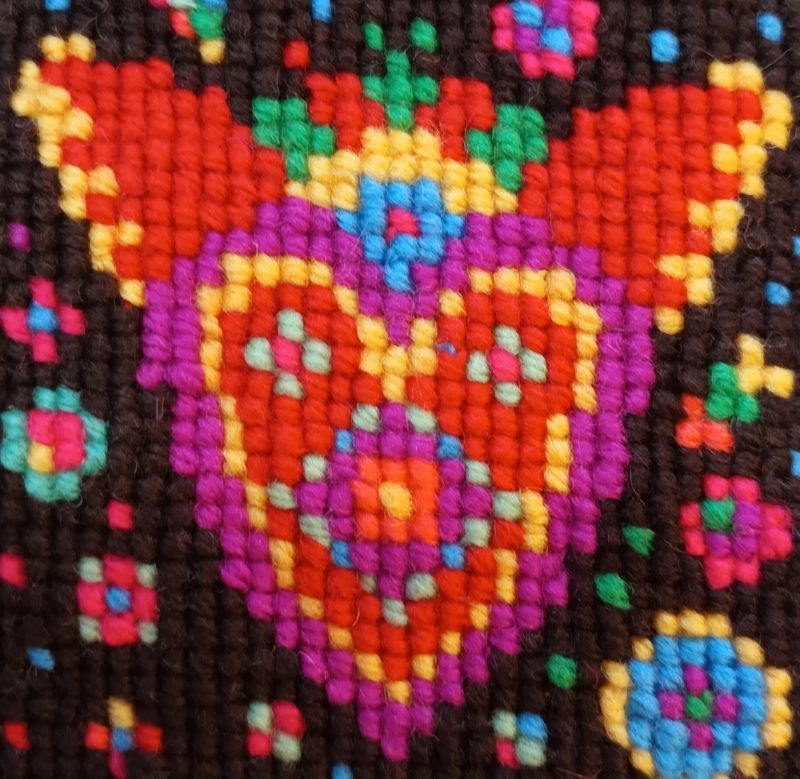 Flaming Heart Tile, Tapestry Kit, Counted Cross Stitch, Needlepoint, Craft Kit, Mexican Folk Art