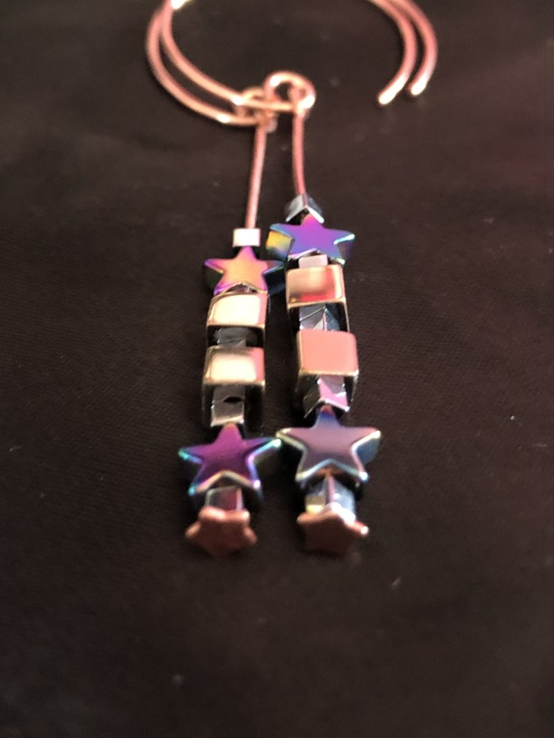 Haematite star drop earrings