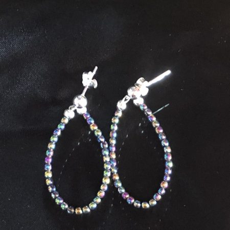 Rainbow Haematite loop earrings