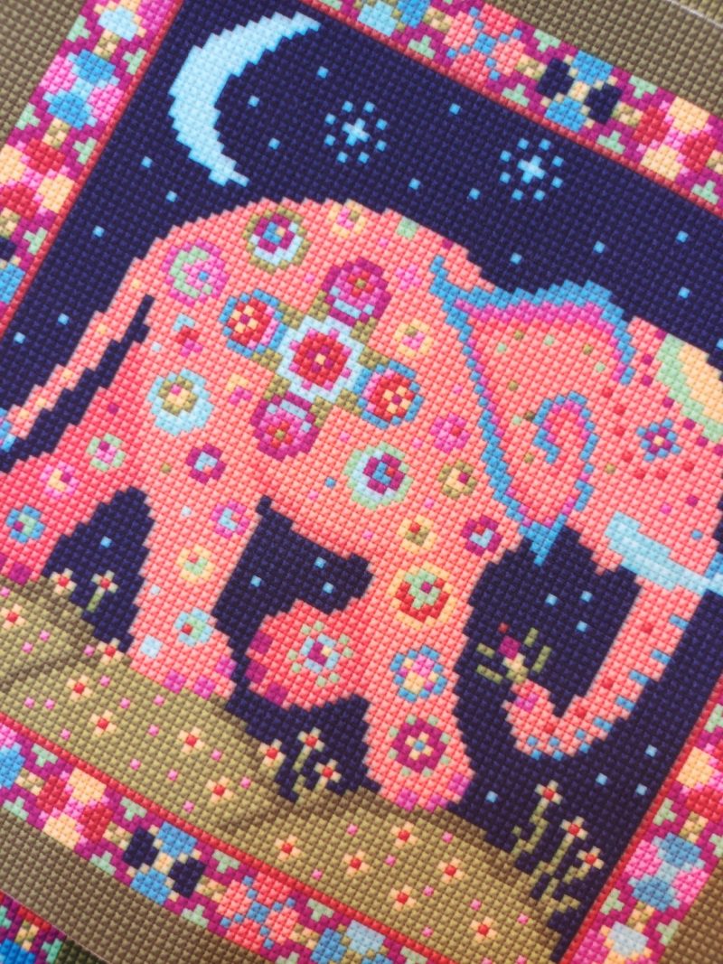 Elephant Moon Fabric Panel, Soft Touch Velvet, Bag Making, Cushion, Picture, Sewing
