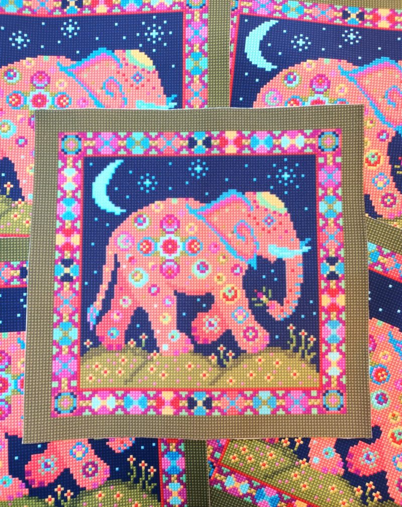 Elephant Moon Fabric Panel, Soft Touch Velvet, Bag Making, Cushion, Picture, Sewing
