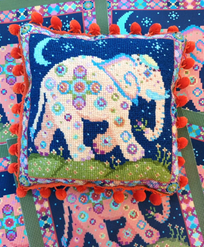 Elephant Moon Fabric Panel, Soft Touch Velvet, Bag Making, Cushion, Picture, Sewing